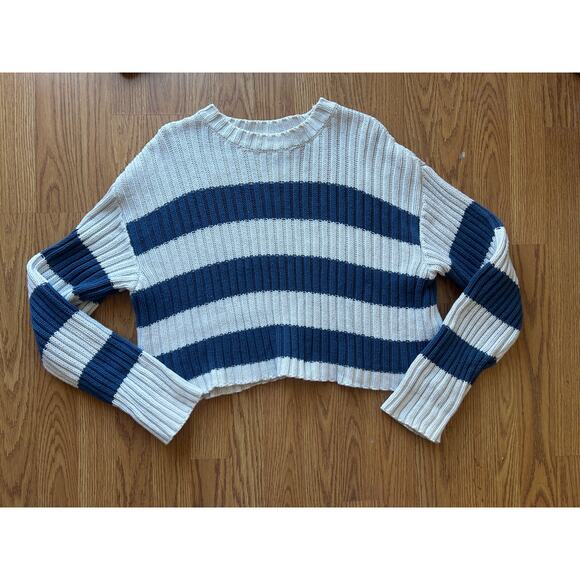 Striped Cotton Ribbed Knit Sweater - Picture 1 of 5